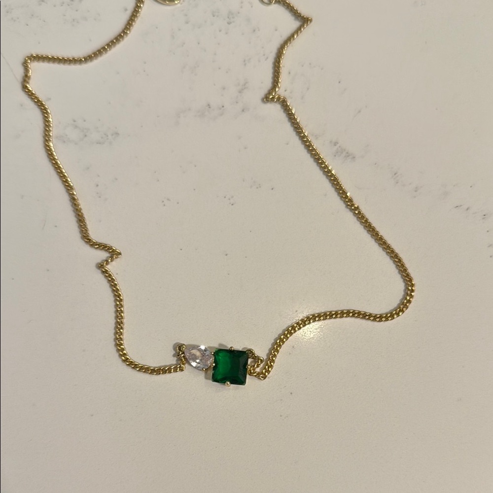 Express Gold and Green Gemstone Necklace